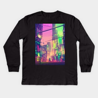 Japan Neon City Lights Kids Long Sleeve T-Shirt